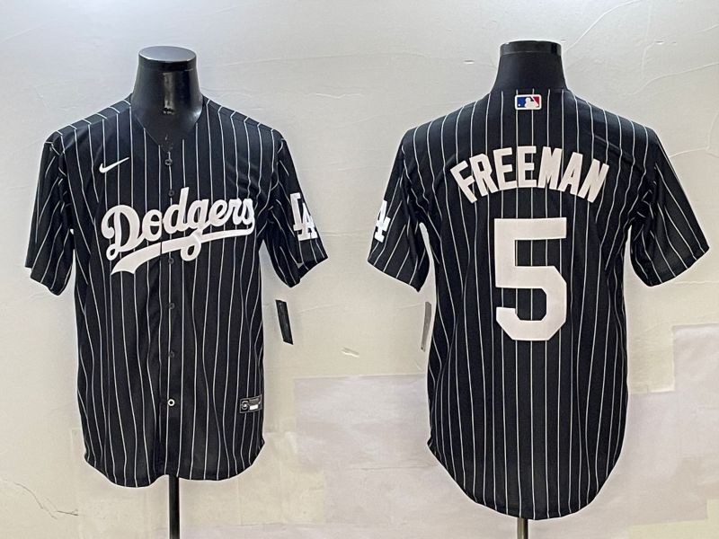 Men Los Angeles Dodgers #5 Freeman Black Stripe Jointly Name 2025 Nike MLB Jersey style 1->los angeles dodgers->MLB Jersey